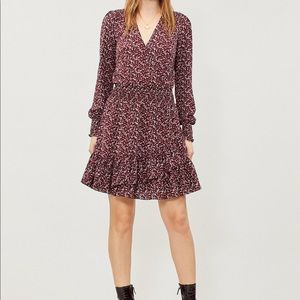 Michael Kors red leaf print ruffle dress